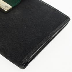 Gucci Black Continental Wallet With Engraved Gucci Script Logo