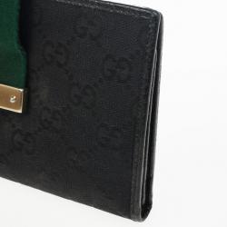 Gucci Black Continental Wallet With Engraved Gucci Script Logo