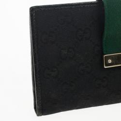 Gucci Black Continental Wallet With Engraved Gucci Script Logo