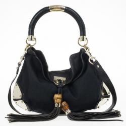 Pre Owned Gucci Monogram Black Canvas Indy Bag