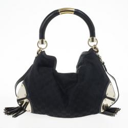 Pre Owned Gucci Monogram Black Canvas Indy Bag