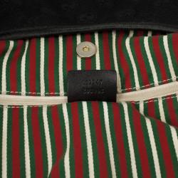 مملوكة مسبقًا Gucci Black GG "New Britt" Flat Hobo Canvas Bag