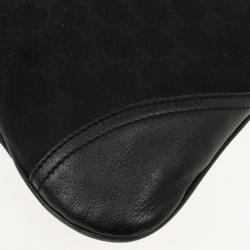 مملوكة مسبقًا Gucci Black GG "New Britt" Flat Hobo Canvas Bag