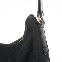 مملوكة مسبقًا Gucci Black GG "New Britt" Flat Hobo Canvas Bag
