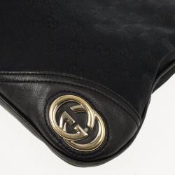 مملوكة مسبقًا Gucci Black GG "New Britt" Flat Hobo Canvas Bag