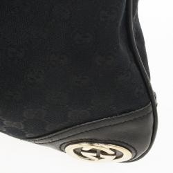 مملوكة مسبقًا Gucci Black GG "New Britt" Flat Hobo Canvas Bag