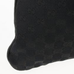 مملوكة مسبقًا Gucci Black GG "New Britt" Flat Hobo Canvas Bag