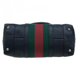 Pre Owned حقيبة غوتشي جلد أسود كلاسيكي ويب بيد علوية