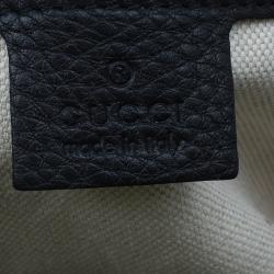 Pre Owned حقيبة غوتشي جلد أسود كلاسيكي ويب بيد علوية