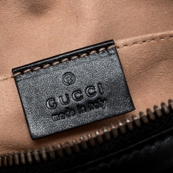 Pre Owned Gucci Black Matelassé Leather GG Marmont Belt Bag