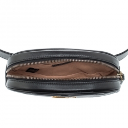 Pre Owned Gucci Black Matelassé Leather GG Marmont Belt Bag