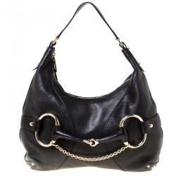 Gucci Black Leather Heritage Horsebit Hobo