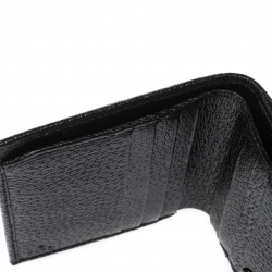 Gucci Black Guccissima Leather Mini Flap French Wallet