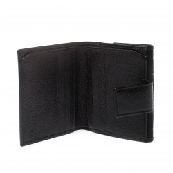 Gucci Black Guccissima Leather Mini Flap French Wallet