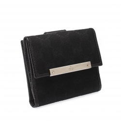 Gucci Black Guccissima Leather Mini Flap French Wallet