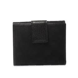 Gucci Black Guccissima Leather Mini Flap French Wallet