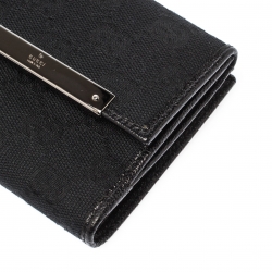 Gucci Black Guccissima Leather Mini Flap French Wallet