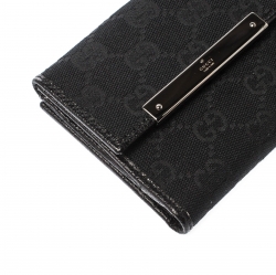 Gucci Black Guccissima Leather Mini Flap French Wallet
