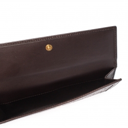 Gucci Brown Guccissima Leather Interlocking GG Clip Continental Wallet