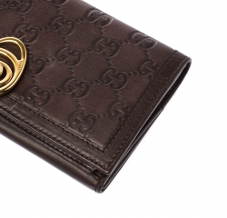 Gucci Brown Guccissima Leather Interlocking GG Clip Continental Wallet