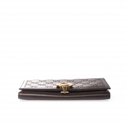 Gucci Brown Guccissima Leather Interlocking GG Clip Continental Wallet
