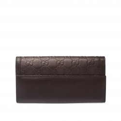 Gucci Brown Guccissima Leather Interlocking GG Clip Continental Wallet
