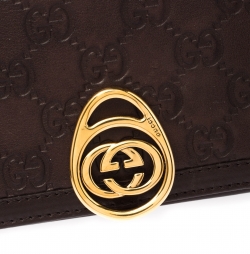 Gucci Brown Guccissima Leather Interlocking GG Clip Continental Wallet