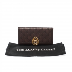 Gucci Brown Guccissima Leather Interlocking GG Clip Continental Wallet