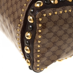 Pre Owned Gucci Beige GG Crystal Canvas and Leather Babouska Indy Boston Bag