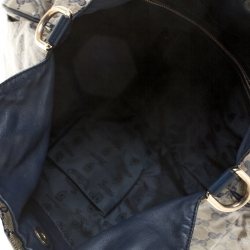 Pre Owned Gucci Blue/Grey GG Crystal Coated Canvas Hysteria Hobo