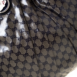 Pre Owned Gucci Blue/Grey GG Crystal Coated Canvas Hysteria Hobo