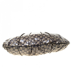 Pre Owned Gucci Blue/Grey GG Crystal Coated Canvas Hysteria Hobo