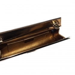 Pre Owned Gucci Gold Leather G Interlocking Frame Clutch