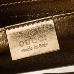 Pre Owned Gucci Gold Leather G Interlocking Frame Clutch