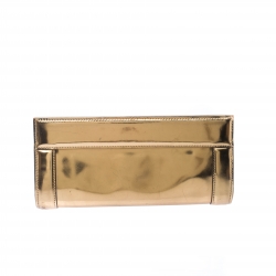 Pre Owned Gucci Gold Leather G Interlocking Frame Clutch