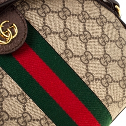 Pre Owned Gucci Beige/Ebony GG Supreme Coated Canvas and Leather Small Ophidia Crossbody Bag