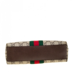Pre Owned Gucci Beige/Ebony GG Supreme Coated Canvas and Leather Small Ophidia Crossbody Bag