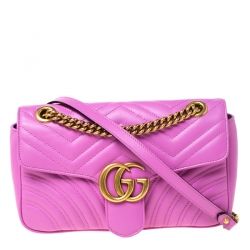 Gucci Laminated Shoulder Bag Small Pink/Blue in Matelasse Laminated Leather  with Palladium-tone - US