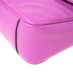Pre Owned Gucci Pink Matelasse Leather Small GG Marmont Shoulder Bag