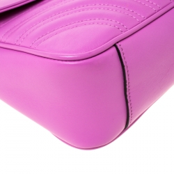 Pre Owned Gucci Pink Matelasse Leather Small GG Marmont Shoulder Bag