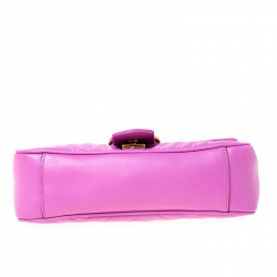 Pre Owned Gucci Pink Matelasse Leather Small GG Marmont Shoulder Bag