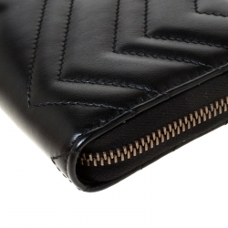 Gucci Black Matelasse Leather Marmont Zip Around Wallet