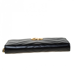 Gucci Black Matelasse Leather Marmont Zip Around Wallet