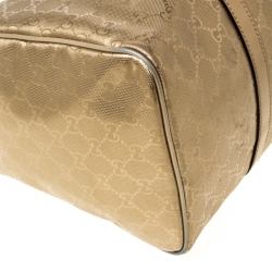 Pre Owned Gucci Gold GG Imprime Canvas Medium Joy Boston Bag