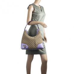 Pre Owned Gucci Monogram Lavender Trim Lovely Hobo