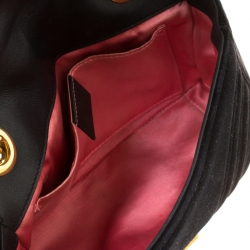 Pre Owned Gucci Black Matelasse Velvet Mini GG Marmont Shoulder Bag