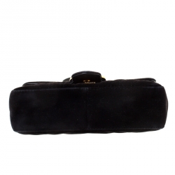 Pre Owned Gucci Black Matelasse Velvet Mini GG Marmont Shoulder Bag