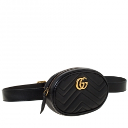Pre Owned حقيبة غوتشي حزام مارمونت GG جلد ماتيلاس أسود