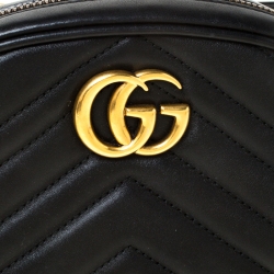 Pre Owned حقيبة غوتشي حزام مارمونت GG جلد ماتيلاس أسود