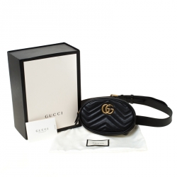 Pre Owned حقيبة غوتشي حزام مارمونت GG جلد ماتيلاس أسود